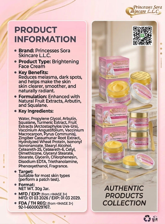 Sora whitening half cast face cream, all skin type